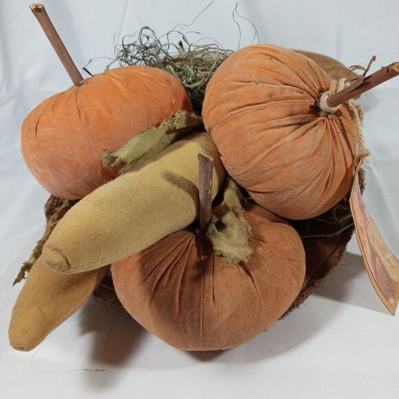Cornucopia Horn Of Plenty Basket Thanksgiving Handmade Fabric Table Wall Mount - Picture 16 of 16